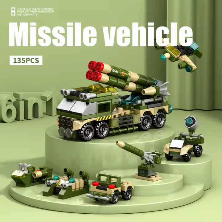 Children's engineering vehicle airplane tank dinosaur assembly toy small particle building block puzzle gift DIY gift boys - 1