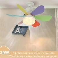 Ventilador de techo con luz, 30 W, 20 pulgadas, LED, para interiores, blanco, moderno, empotrado, luz de 3 colores, 6 aspas, ideal para oficinas, dormitorios y cocinas., 420 x 205 mm - details 6