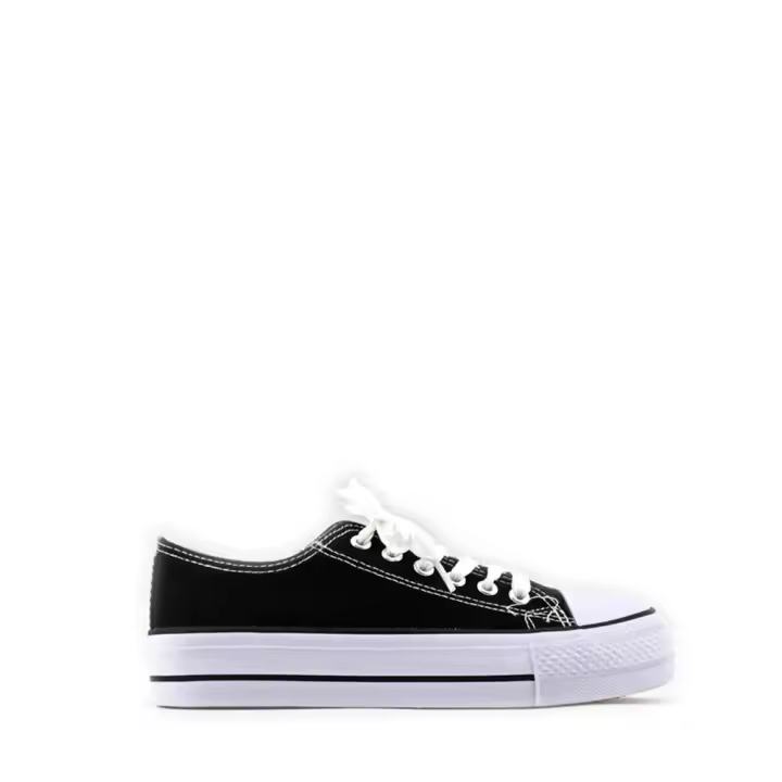 MODELISA Zapatilla De Lona Plataforma Con Cordón Estilo Casual Mujer - 1