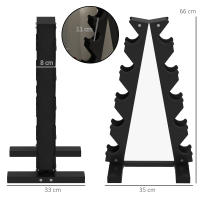 SPORTNOW Estante para Mancuernas de 5 Niveles Soporte de Almacenamiento para Mancuernas de Acero para Entrenamiento en Gimnasio Hogar Carga 100 kg 35x33x66 cm Negro - details 2