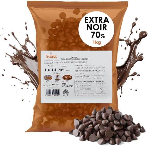 Coberturas de Chocolate Trapa - Bolsa Kilo - 70% Negro - Extra Leche - Chocolate Blanco - Sin Azucar - 52% Negro - Especial Reposteria - Gotas de Chocolate
