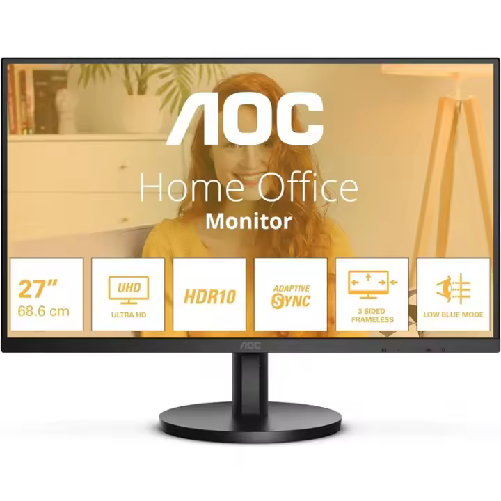 Monitor AOC U27B3M UHD de 27", HDR10 (3840 x 2160, 4K, 60 Hz, 2 HDMI, DisplayPort) Negro - 1