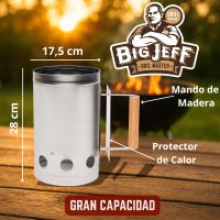 Encendedor  Barbacoa de Carbón Big Jeff | Chimenea de Acero Inoxidable con Mango de Madera | Rápido, Seguro y Eficiente | Incluye Guante Térmico BBQ 250 °C + 40 Pastillas de Encendido Samba - details 3