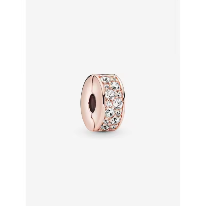 Pandora - Charm with clip y pavé transparent-Baño de Gold Rose de 14 K - 1