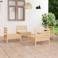 vidaXL Juego de muebles de jardín 4 piezas madera de pino maciza en color Marrón/Blanco | almacenamiento funcional diseño moderno para baño dormitorio sala - details 0