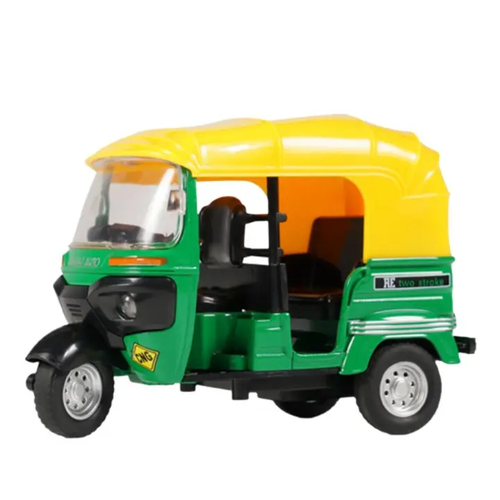 Modelo De Triciclo India De Aleación Con Sonido Y Luz Coche De Retroceso Metal Para Niños Juguetes De Motocicleta a Escala 1:12 Regalos - 1