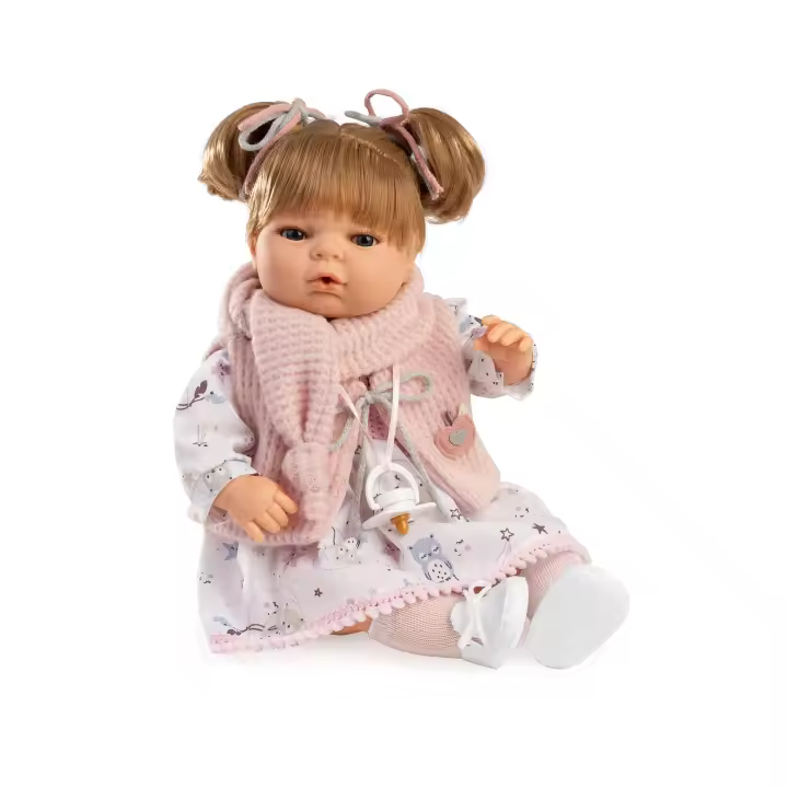 Muñecas Berbesa. Muñeca Llorona María 42 cm, bufanda rosa, Muñecas para niñas muñecas juguetes para niñas muñecas recien nacidas muñecas recien nacidos - 1
