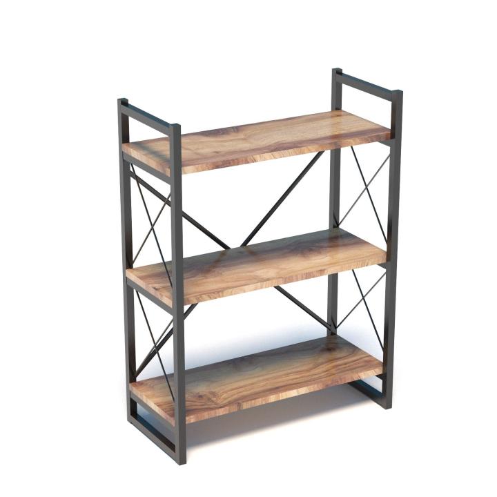 CASA basics Estantería Multiusos 3 Baldas 66x34x120 cm Estilo Industrial para Cocina, Salón, Zapatero o Librería – Estructura Metálica Robusta y Baldas de Madera MDF, Diseño Moderno, Fácil Montaje, Organización y Decoración Hogar