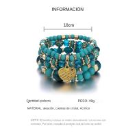 4pcs/set Pulseras Boho Para Mujer Con Cuentas De Cristal Forma De Corazón Y Letras Bangles Elásticos Joyería De Yoga Regalos - details 0