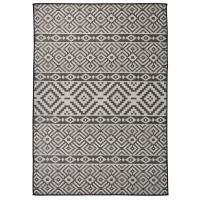 vidaXL Alfombra de exterior de tejido plano 140x200 cm en color Marrón/Estampado azul/Rayas negras y más - details 2
