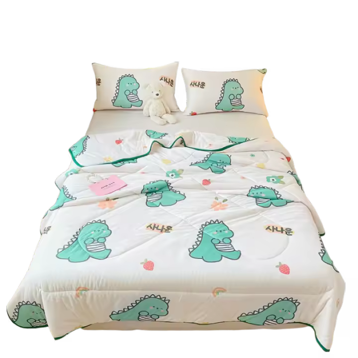 Edredón De Verano Dinosaurio De Dibujos Animados Suave Y Cómodo Para Todas Las Estaciones Decoración De Cama Sin Almohadilla Incluida - 1