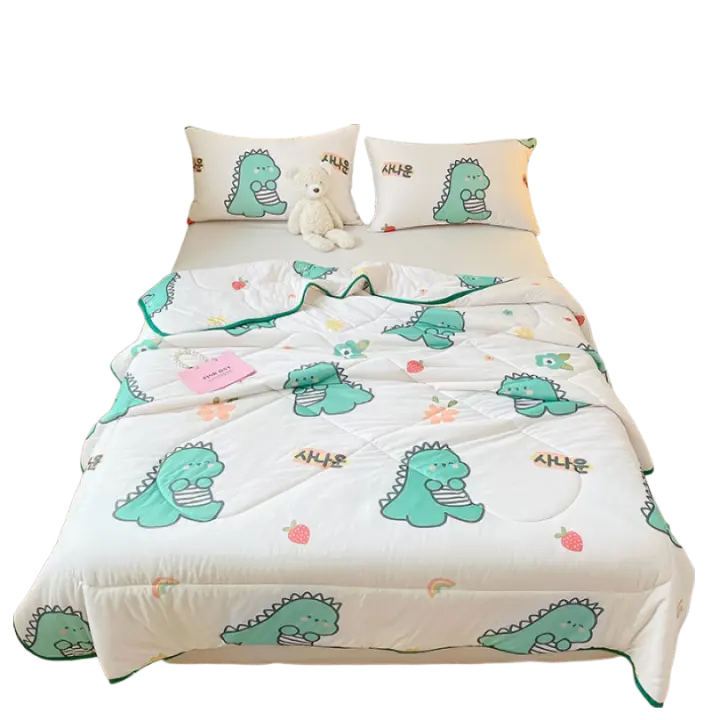 Edredón De Verano Dinosaurio De Dibujos Animados Suave Y Cómodo Para Todas Las Estaciones Decoración De Cama Sin Almohadilla Incluida - 1