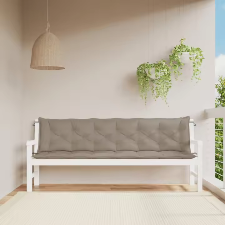vidaXL Cojines de banco de jardín 2 uds tela Oxford taupé 200x50x7 cm - 1