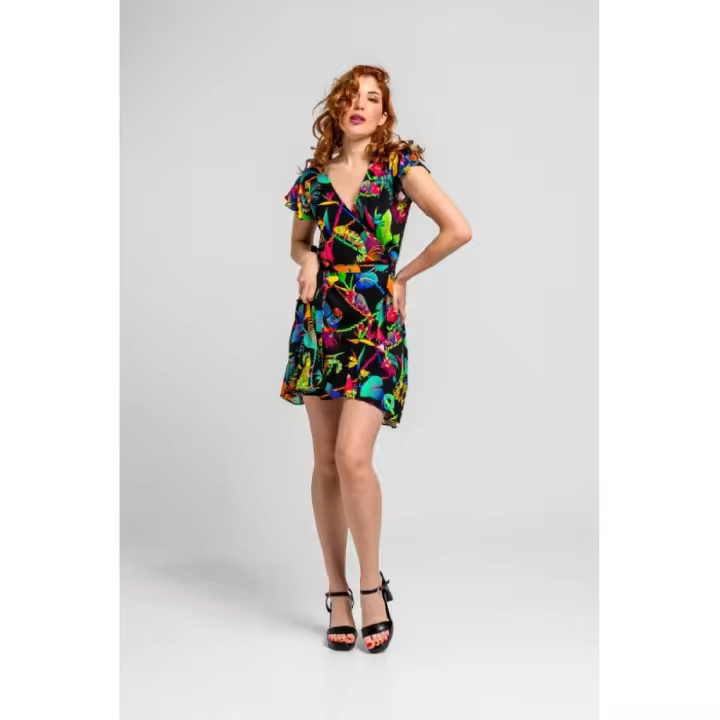 Vestido Cruzado Volantes - Camaleónica Lolina Talla S - 1
