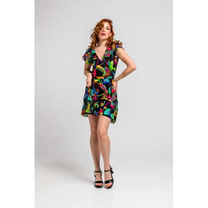 Vestido Cruzado Volantes - Camaleónica Lolina Talla S - 1