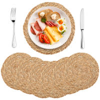 Juego De 6 Tapetes De Comedor Redondos Tejidos a Mano Resistente Al Calor Decorativos Para Mesa Material Ecológico Linen - details 0