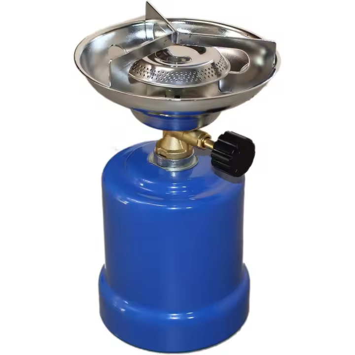 Hornillo de Gas Portátil 1,1 kW para Cartuchos de Butano 190 g – Cocina Compacta y Segura para Camping, Picnic o Playa – Encendido Manual, Bajo Consumo (80 g/h), Diseño Metálico Ligero Tipo 200 – Ideal para Aventureros y Furgoneteros - 1