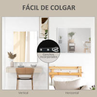 HOMCOM Espejo Rectangular Espejo de Baño Espejo de Pared Decorativo para Salón Entrada Pasillo Horizontal o Vertical Blanco - details 1