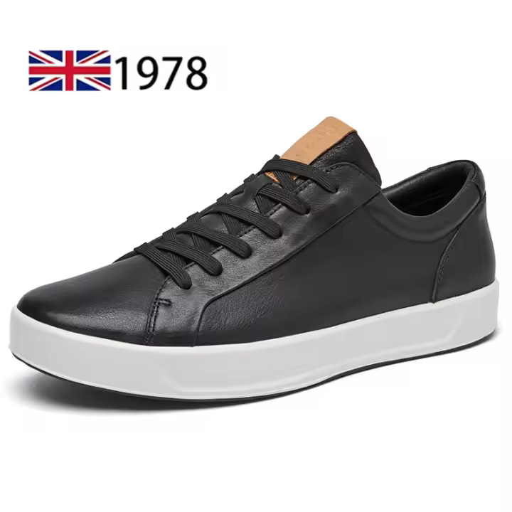 Zapatos De Cuero Genuino Para Hombre Moda Casual Suela Suave Para Caminar Formal Negocios Oficina Tenis Clásicos Casuales Transpirables Con Cordones - 1