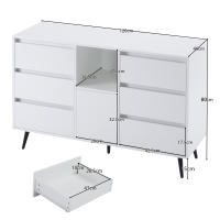 Aparador Moderno Blanco with iluminación LED, 6 Gatos silenciosos, entradas de alto Brillo, 120x40x80 cm - ideal para Cocina, comedores y salones de estar - details 5