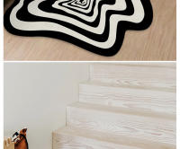 Carpet Irregular Para Sala De Estar Y Dormitorio Decoración Moderna Alfombra Negra Y Blanca Máquina Lavable Estilo Clásico - details 12