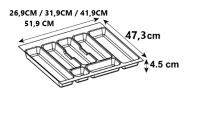 AZERO - Cubertero recortable para cajón de cocina color antracita, para ordenar cubiertos y utensilios de cocina material PVC profundidad de 473mm y altura de 45mm - details 1