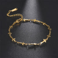 Pulsera De Tobillo De Acero Inoxidable Color Oro Con Cruz Y Pendón Egipcio Para Mujer Joyería De Playa Regalo Anillo De Pie - details 0