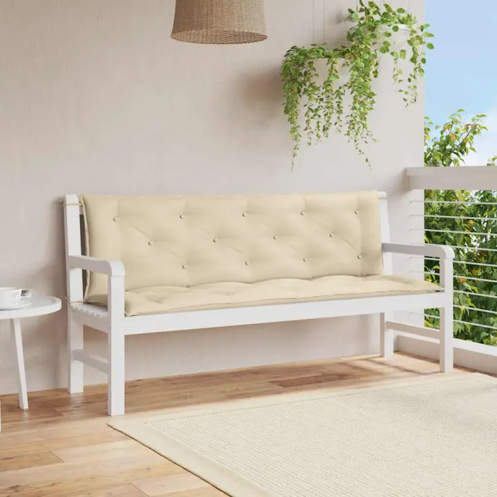 vidaXL Cojín de banco de jardín tela Oxford taupe 150x(50+50)x7 cm en color Taupé/Gris/Beige | acolchados duraderos para sofás de jardín terraza exterior - 1