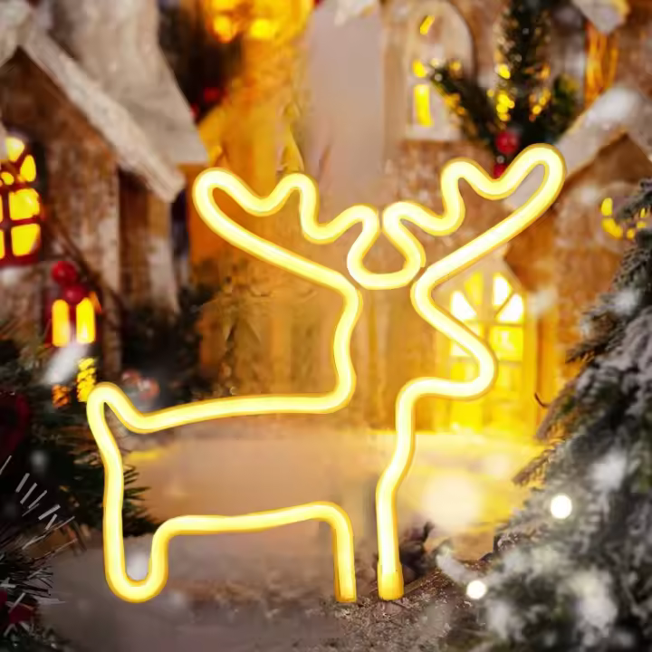 Señal De Neón LED De Renos De Navidad Para Decoración De Fiestas De Invierno Y Habitaciones Living Room Bedroom Regalos - 1