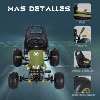 HOMCOM Go Kart Coche de Pedales Racing Deportivo con Asiento Ajustable Embrague y Freno para Niños 3-6 Años Carga 35kg 99x65x56cm Marco Acero Negro y Verde - details 5