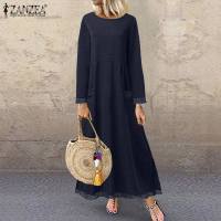 Vestido De Crochet De Encaje Otoño ZANZEA Invierno Para Mujer Sudadera Con Capucha Manga Larga Suéter Pullover De Fleece Sundress De Cuello Redondo Longitud Hombros - details 2