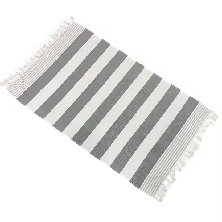 Toalla De Playa Turca Oversize De Algodón 100% Absorbente Y Suave Para Adultos Regalos De Playa Tela Rectangular Mecánica Lavable Estilo Rayado - 1