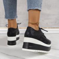 Zapatos De Plataforma Con Tacón Para Mujer Zapatos Casuales Con Cordones Altos Cómodos Y Transpirables Zapatillas Con Suela Gruesa Para Exterior - details 2