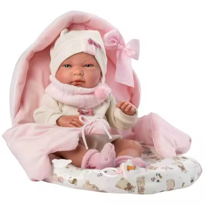 Muñeca Bebé Nica con Saquito rosa Newborn - Cuerpo de Vinyl Llorens - 1