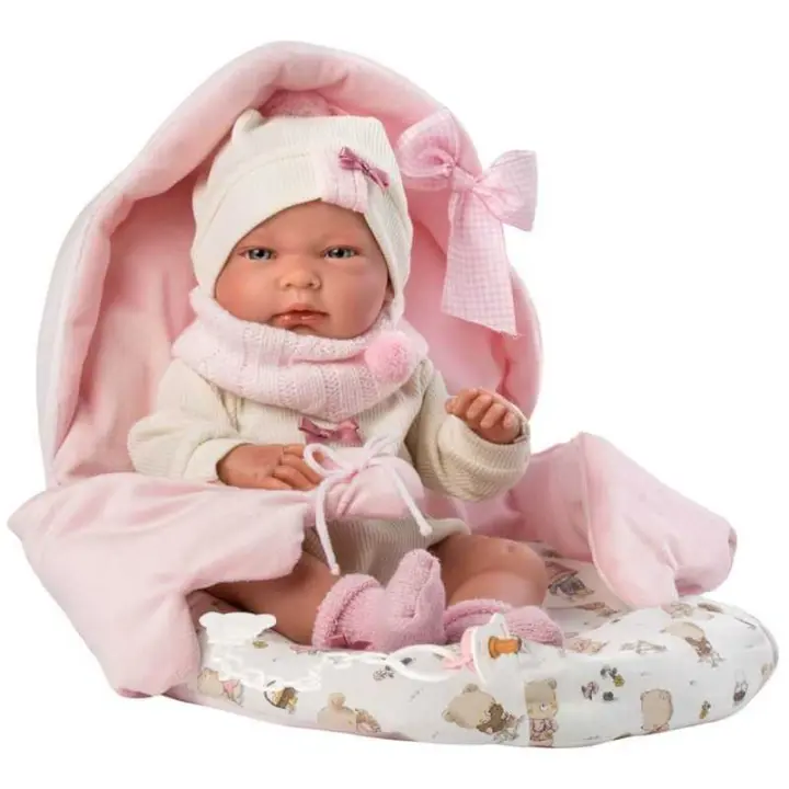 Muñeca Bebé Nica con Saquito rosa Newborn - Cuerpo de Vinyl Llorens - 1