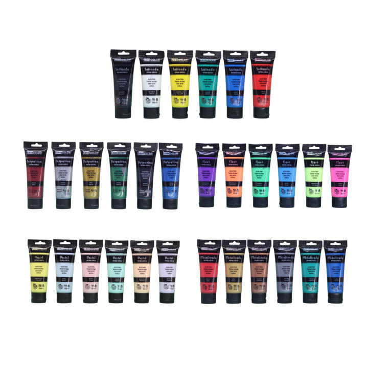 Criscolor  Pack de 6 Pintura Acrílica 75 ml. Manualidades, No tóxica, Conjunto de Pintura Acrílica para Artistas Principiantes Niños Manualidades Lienzo Madera Cerámica Tela