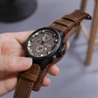 Reloj Retro Para Hombre De Lujo Con Correa De Cuero PU Reloj De Pulsera Militar Táctico De Gran Dial Calendario Completo Movimiento De Cuarzo - details 0