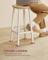 Conjunto de taburetes de bar, juego de 2, sillas redondas para cocina con asientos altos, altura 65 cm, estructura de acero resistente, fácil montaje, estilo industrial - details 9