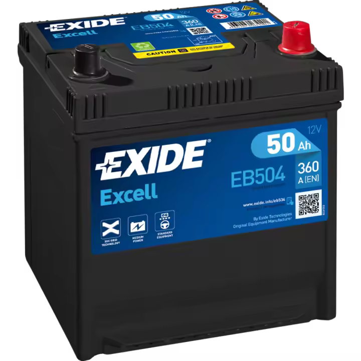 Batería de coche Exide EB504 Excell. 12V - 50Ah/360A (EN) Caja D20 - 1