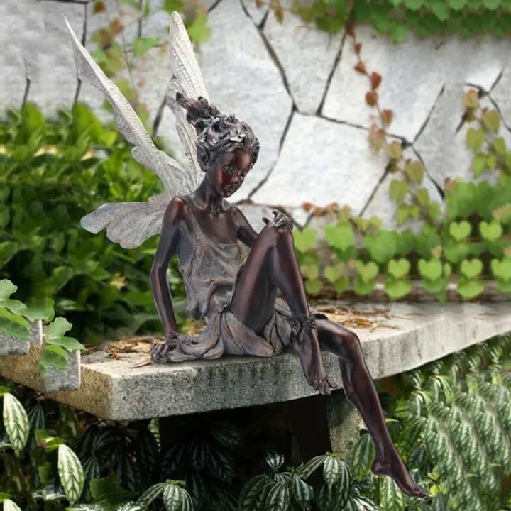 Estatua De Fae Tirsi De Resina Decoración Para Jardín Exterior Niños Escultura Decorativa De Angelita Para Courtyard Lawn Arte De Jardín Ornamento - 1