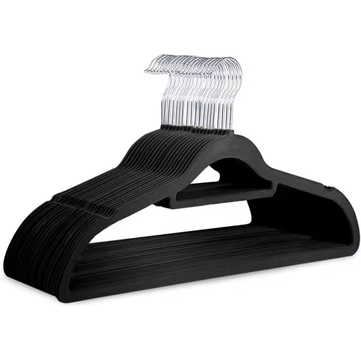Perchas de terciopelo (paquete de 20): perchas antideslizantes con barra de corbata y gancho giratorio de 360°, duraderas y resistentes, organizadores de armario que ahorran espacio. - 1