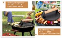 Prensa De Hamburguesa De Hierro Fundido Resistente Con Mango De Madera Redonda Y Rectangular Ideal Para Blackstone Griddle Y Flat Tops - details 1