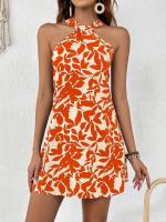 Nuevo Vestido Impreso Para Mujer Verano 2024 Hombros Descubiertos Ajustado Y Flared Falda De Rodilla Estilo Playa - details 12