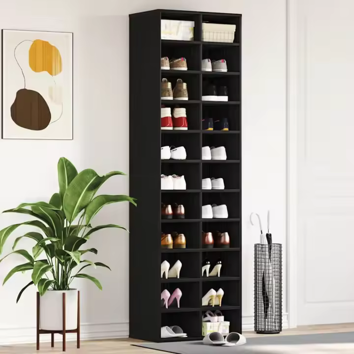 vidaXL Zapatero de madera contrachapada roble negro 54x34x183 cm - 1