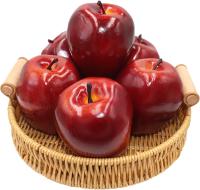 6PCS Manzanas Artificiales Realistas Decoración Para Fiesta Boda Cocina Hogar Fotografía Tamaño Real Hechas De Plástico - details 0