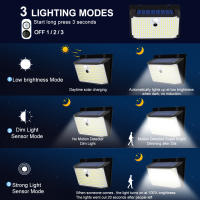 Lámpara Solar Exterior 158 LED Con Sensor De Movimiento Impermeable 3 Modos Luz De Pared Para Jardín Alambrado Patio Garaje - details 15
