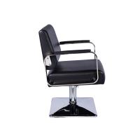 Sillón de peluquería Negro, Brazos de Aluminio, Apoyabrazos de Polipiel, Bomba Hidráulica con Bloqueo, Base Cuadrada - details 1