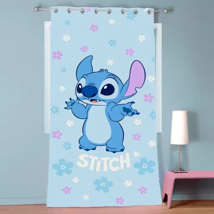 Vivid Torral - Cortina/Visillo Disney 140 x 290 cm (unidad) 1 pieza Mickey Mouse, Minnie Mouse, Stitch Rosa, Stitch Azul, Princesas, Spiderman, Avengers, Ollaos - 1