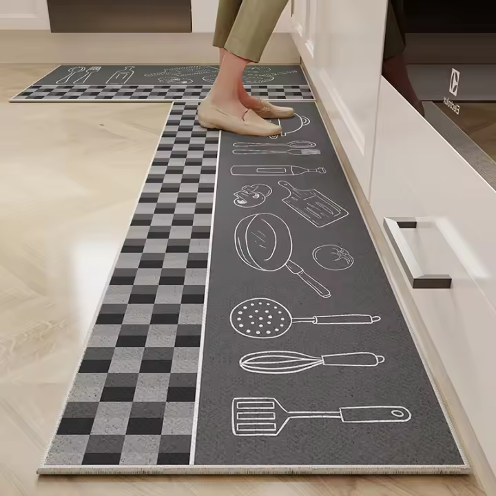 Vikama Alfombra De Cocina Impermeable Y Anti-Derrame De Velours Cristal Durable Y Resistente Al Polvo Con Patas Antideslizantes Para Sala De Estar Y Baño Fácil De Limpiar Máquina/Hand Wash - 1