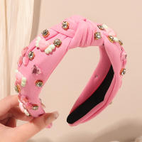 Diadema De Perlas Para Mujer En Rojo Y Rosa Diadema De Cabello Ancha Con Nudo Decorativo Para El Día De San Valentín Regalos De San Valentín - details 1